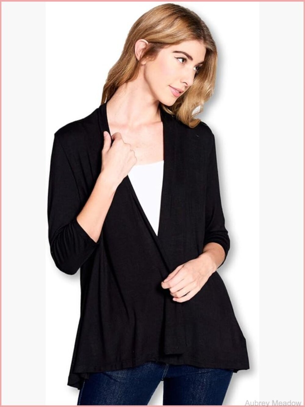 3/4 Sleeve Open Front Flow Viscose Bamboo Cardigan Sweater